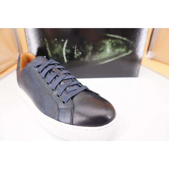 Magnanni Ashley Blue Leather Lace Up Low Sneaker SZ 7 NIB $335 Waterproof - Picture 1 of 11